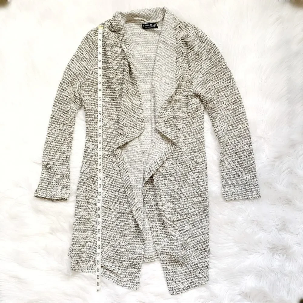 🆕 BAGATELLE Draped Front Woven Knit Cardigan! - Picture 3 of 7
